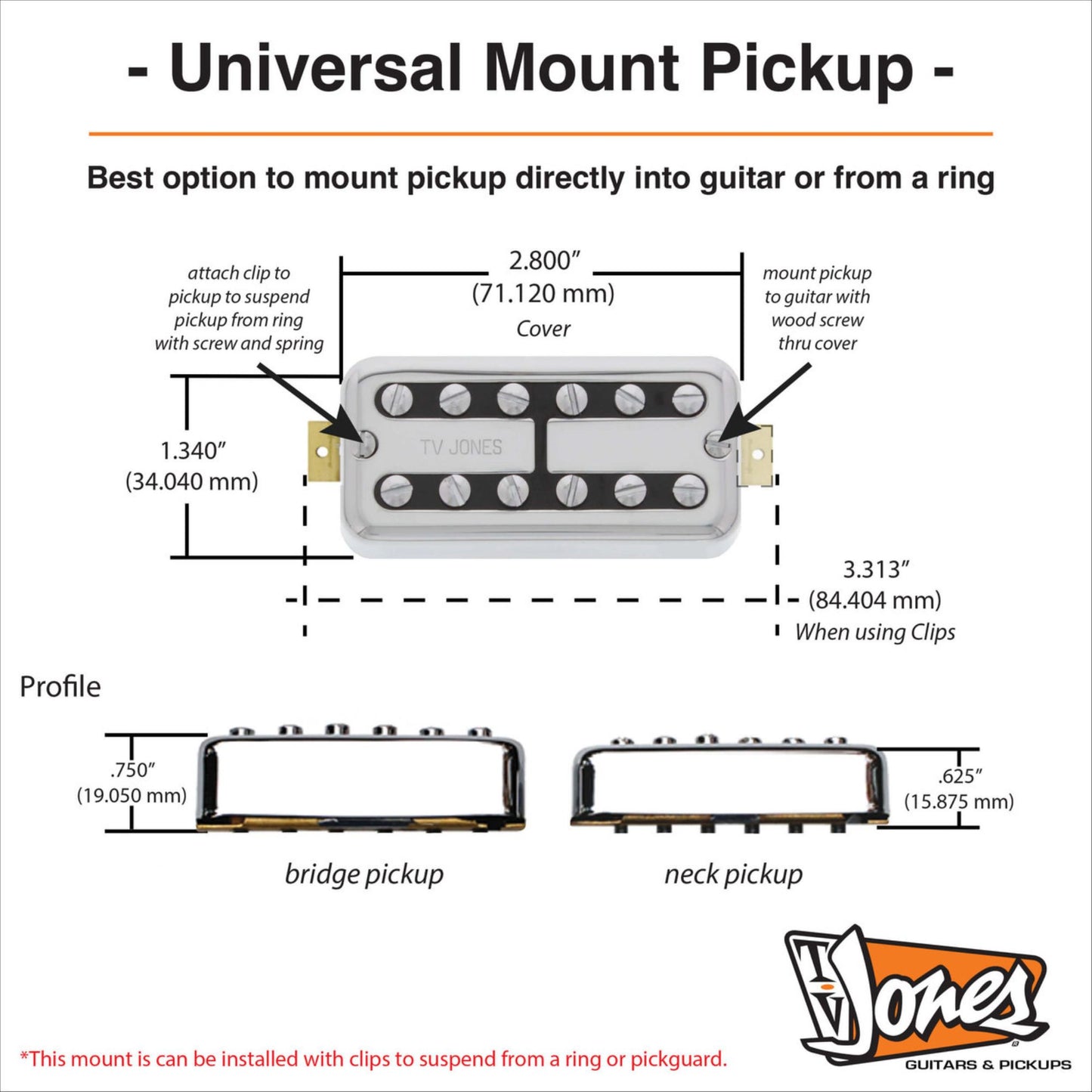 TV Jones Power'Tron Plus Bridge Universal Mount Pickup