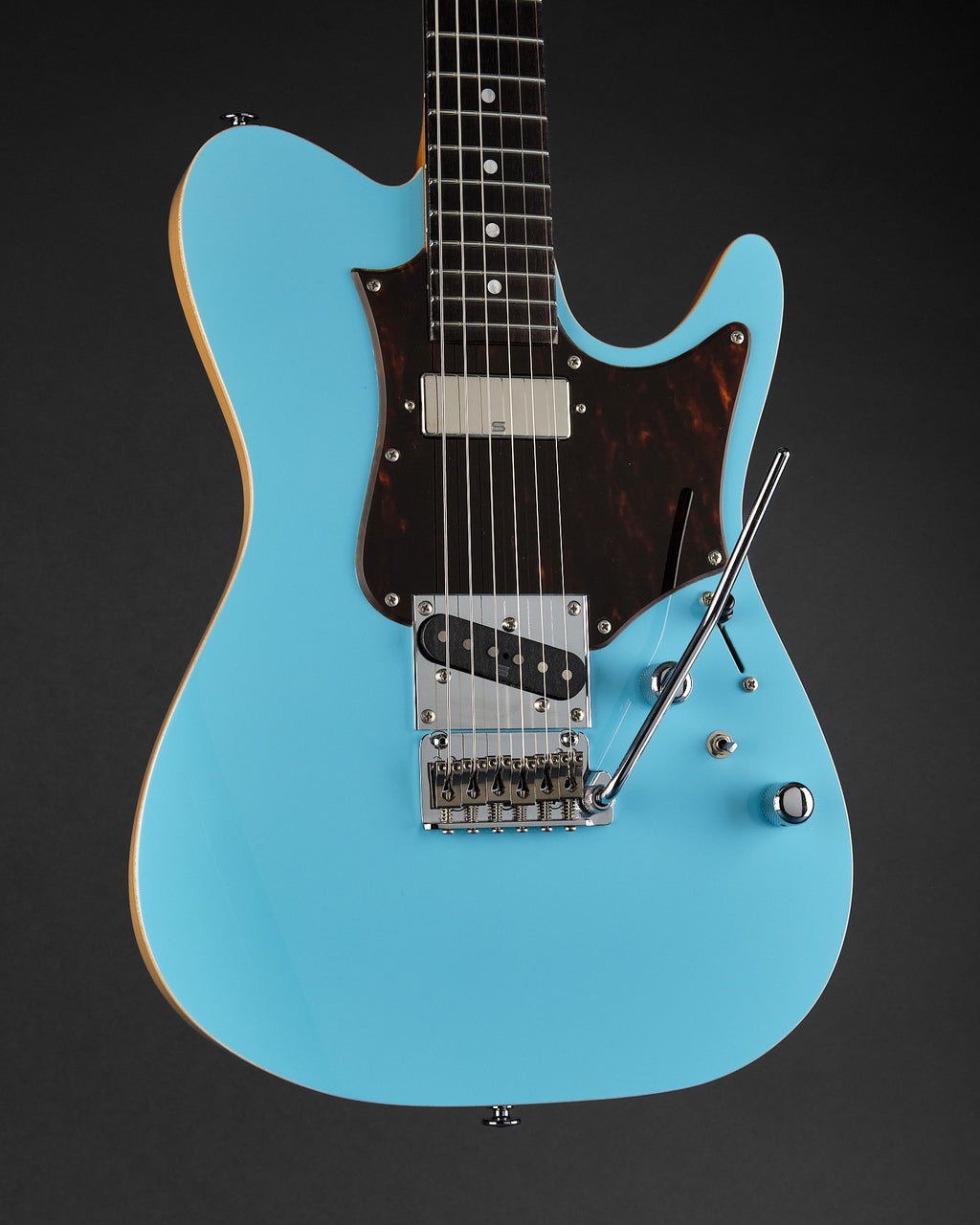 2022 Ibanez TQMS1 Tom Quayle AZ Celeste Blue - body front | Replay Guitars