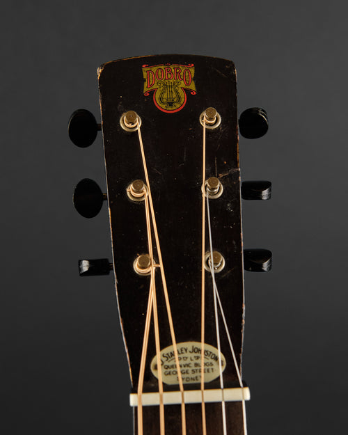 1930s Dobro Model 37 Square Neck Sunburst - headstock front | Replay Guitars