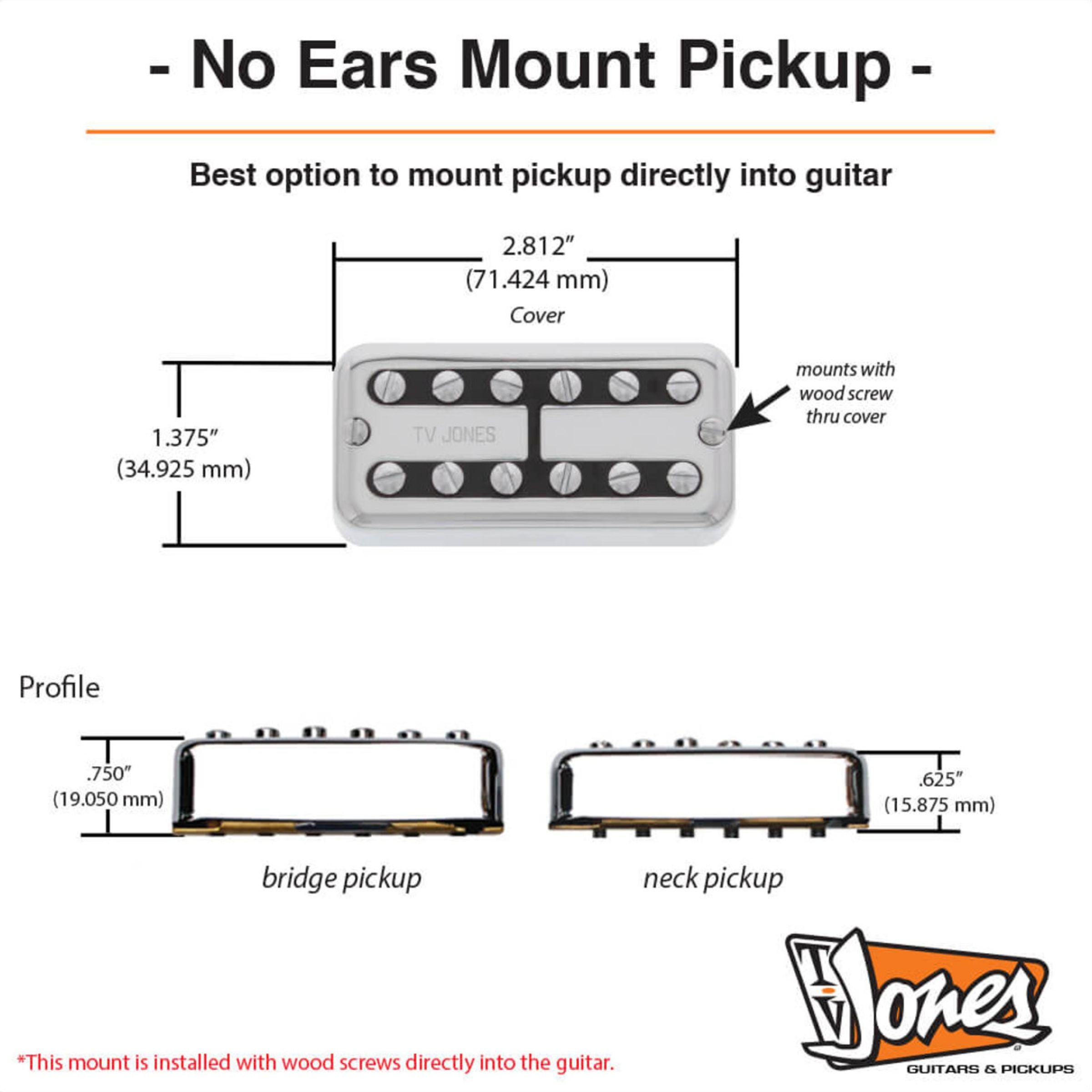 TV Jones Ray Butts Ful-Fidelity Bridge No Ears Mount Pickup